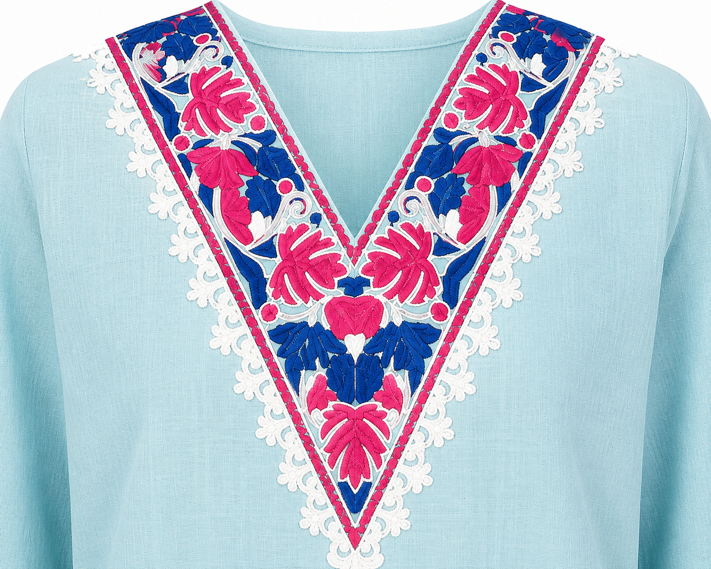 Noor : Kashmiri Aari embroidery summer Co-Ord Set | Aqua